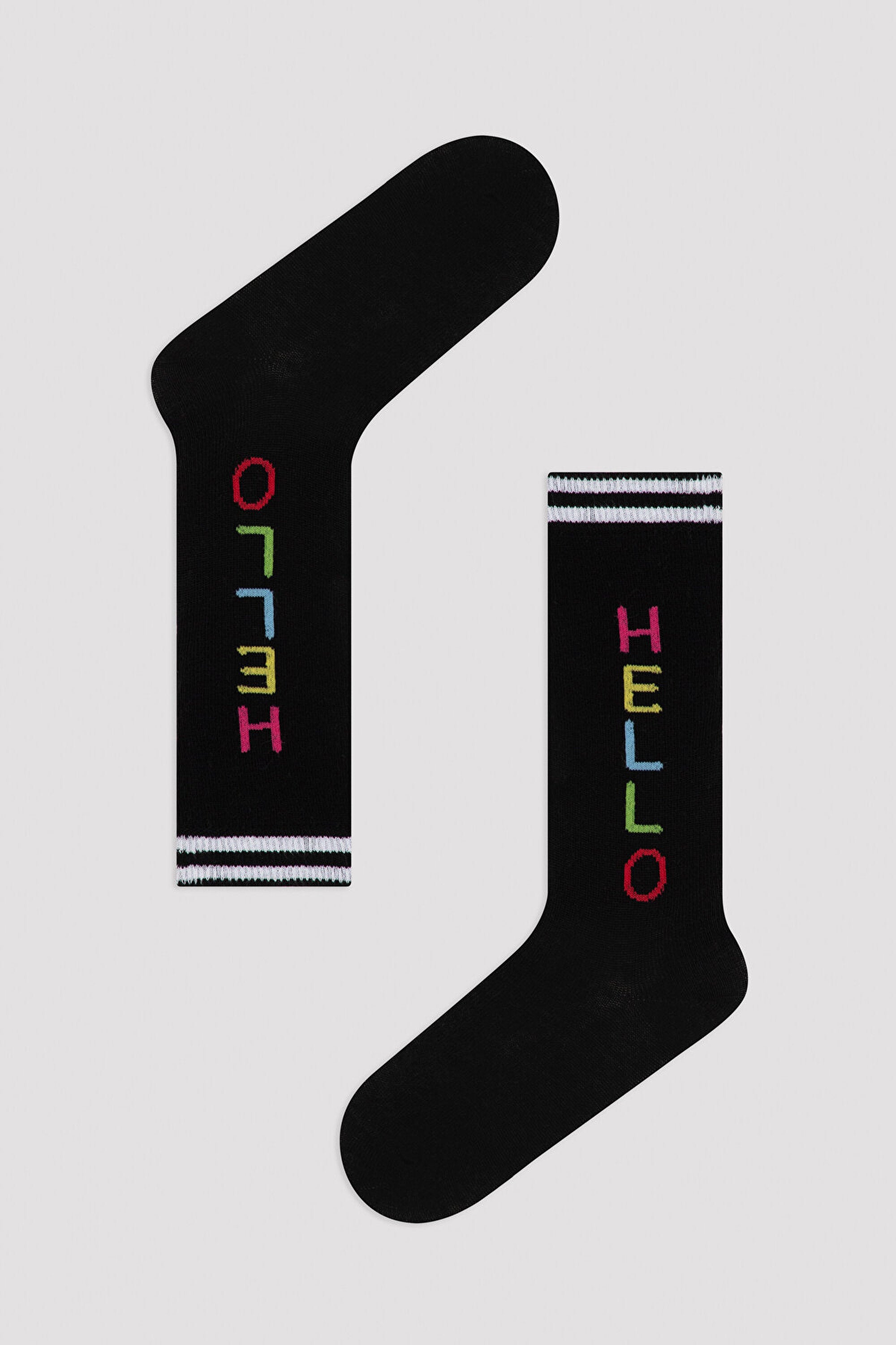 Black Girls Siyah Hello Pants Socks