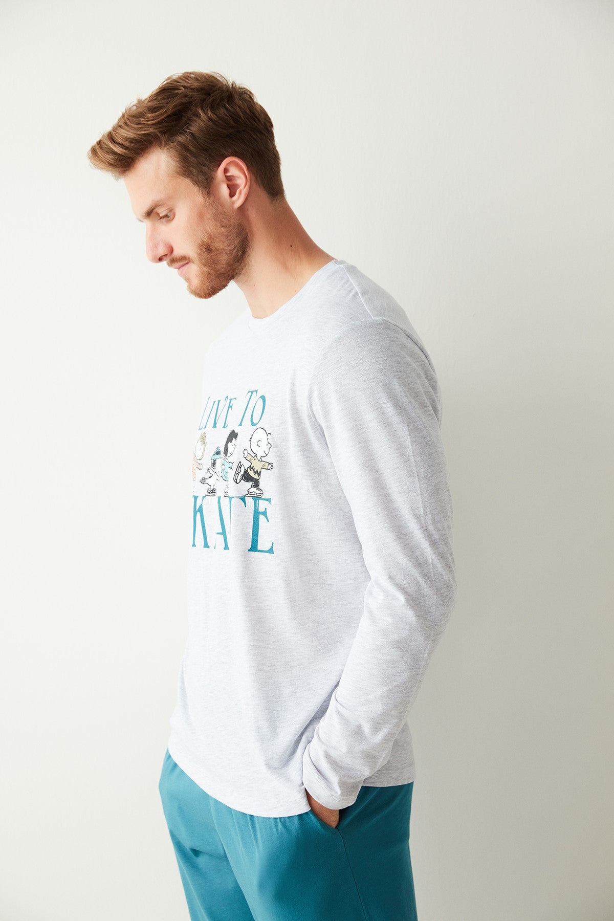 Multi Colour Lic Men Live To Skate Pj Set