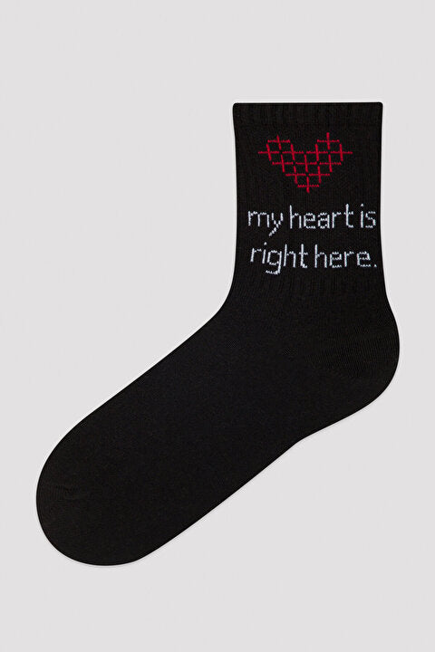 Girls Black Hearts 2In1 Socks Main Image