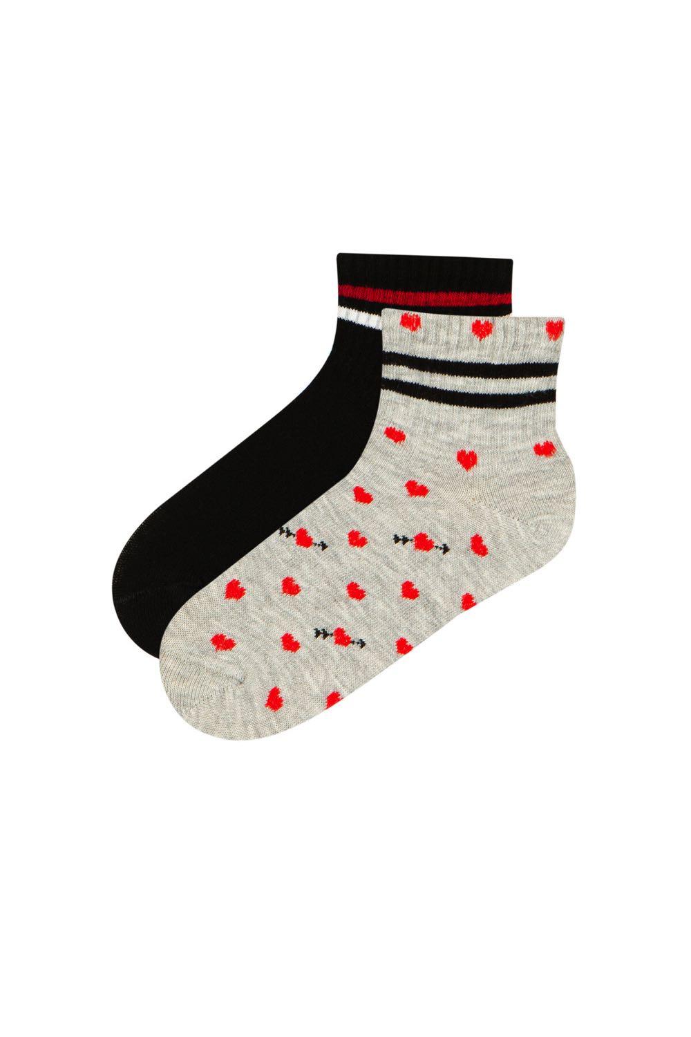 Girls Heart 2In1 Liner Socks