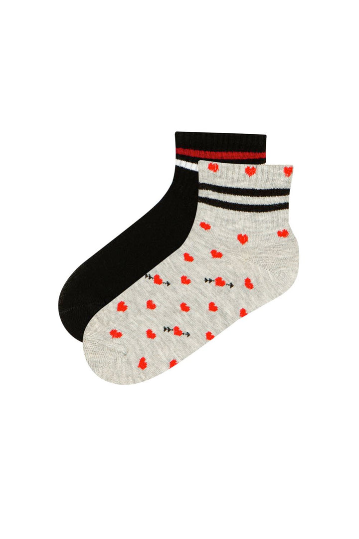 Girls Heart 2In1 Liner Socks