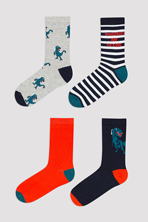 Boys Cool Dino 4In1 Socks