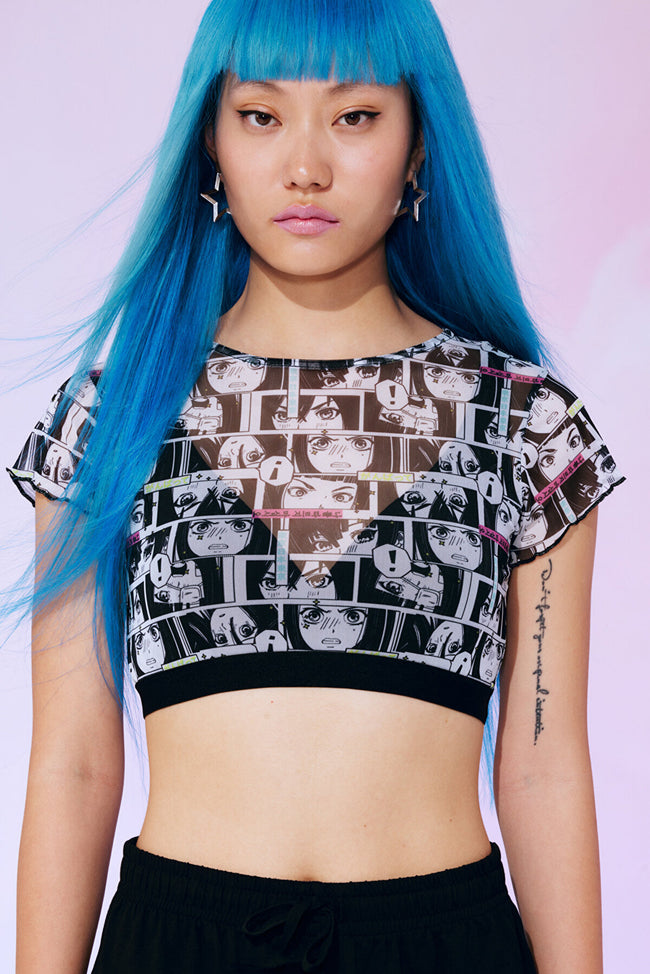 Anime Printed Mesh Bralet Top-Anime Collection Main Image
