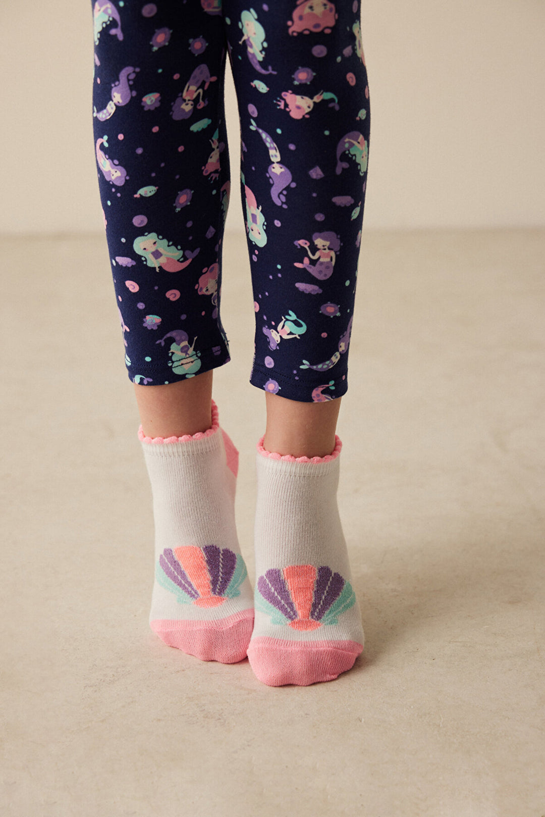 Girls Mermaid 3in1 Liner Socks