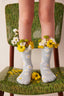Girls Blue Daisy 2In1 Socks