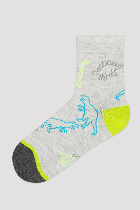Boys Dino Face 3In1 Socks