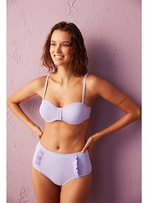 Lavender Basic High Ruffle Bikini Bottom
