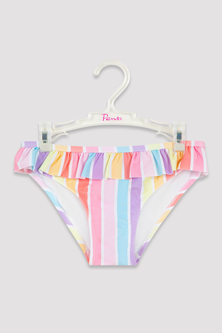 Multi Colored Girls Stripe Halter Bikini Set