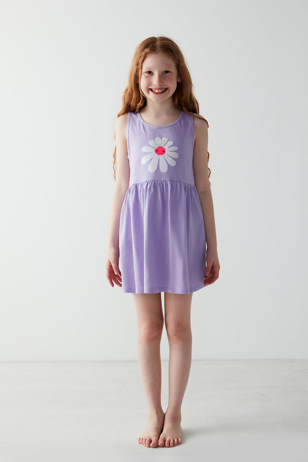Girls Sequin Daisy Lilac Dress