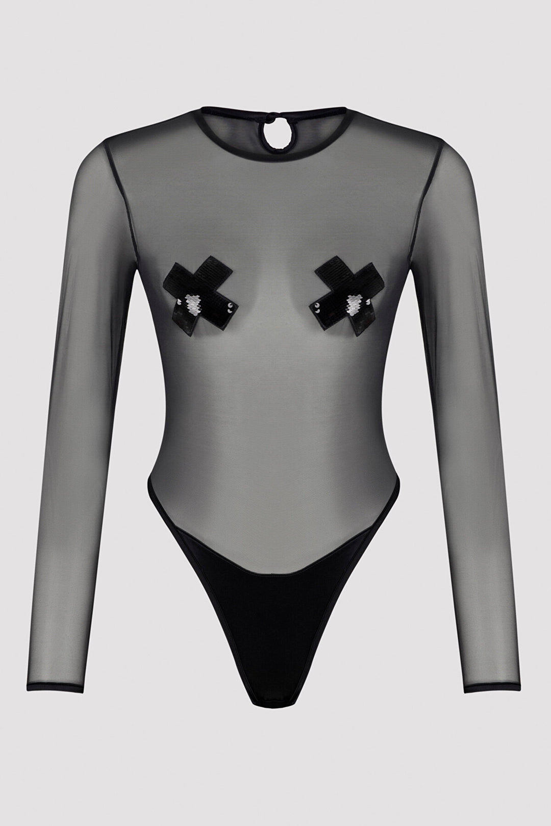 Black Eva Mesh Bodysuit - Privee Collection