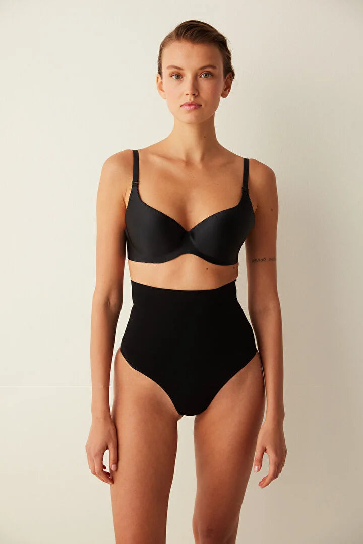 Black Premium Seamless Thong Corset