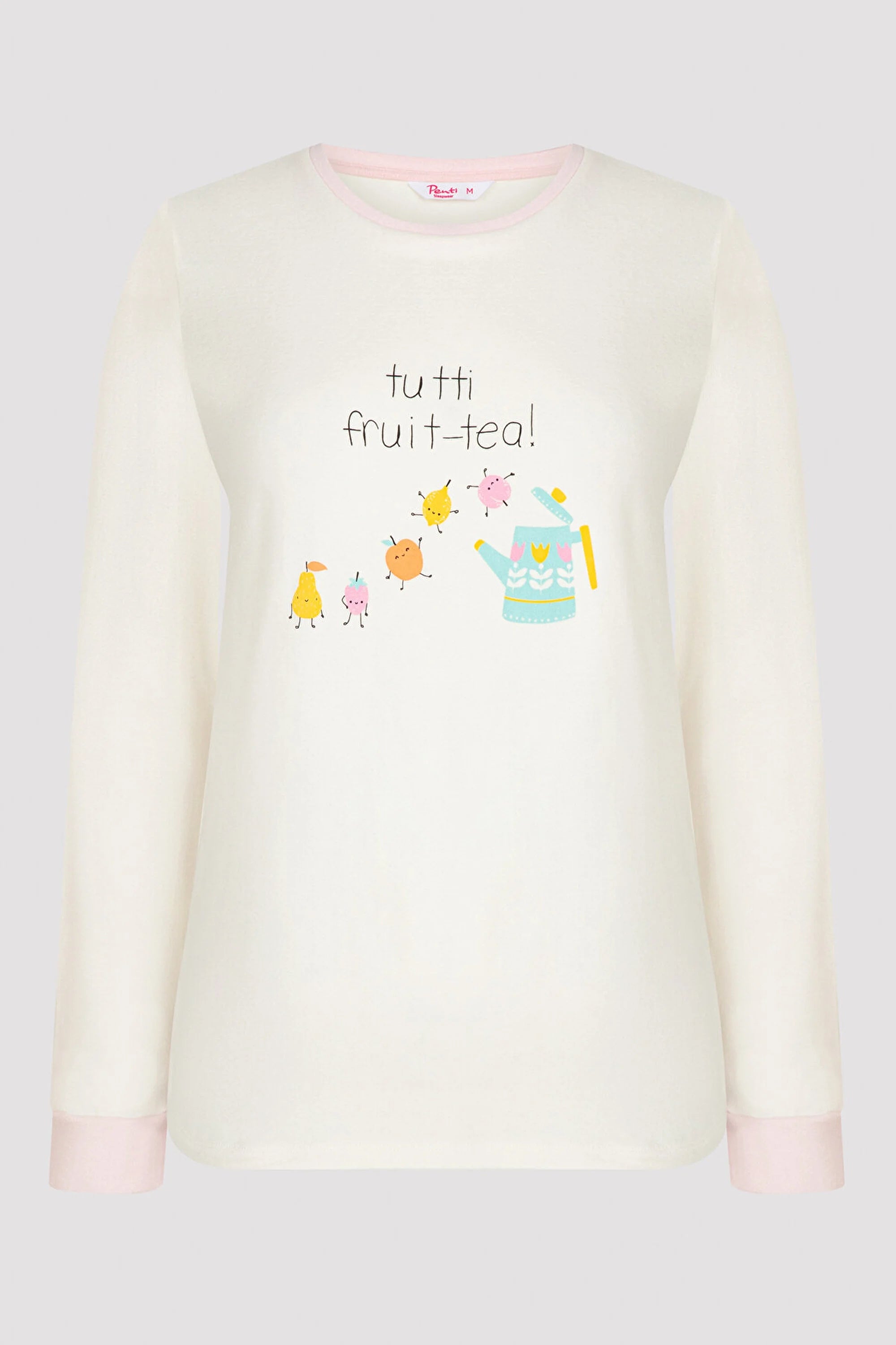 White Fruit-Tea Thermal Tshirt Pj Top