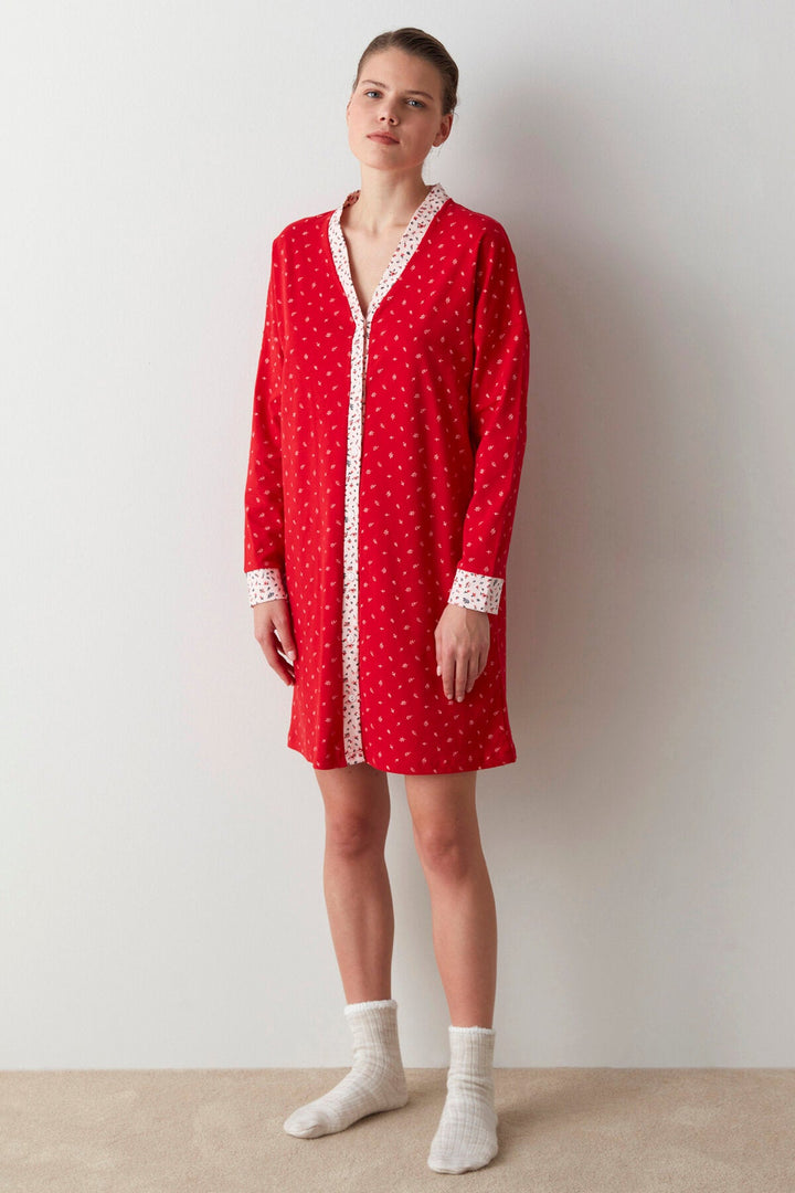 Red Ditsy Detailed Dress