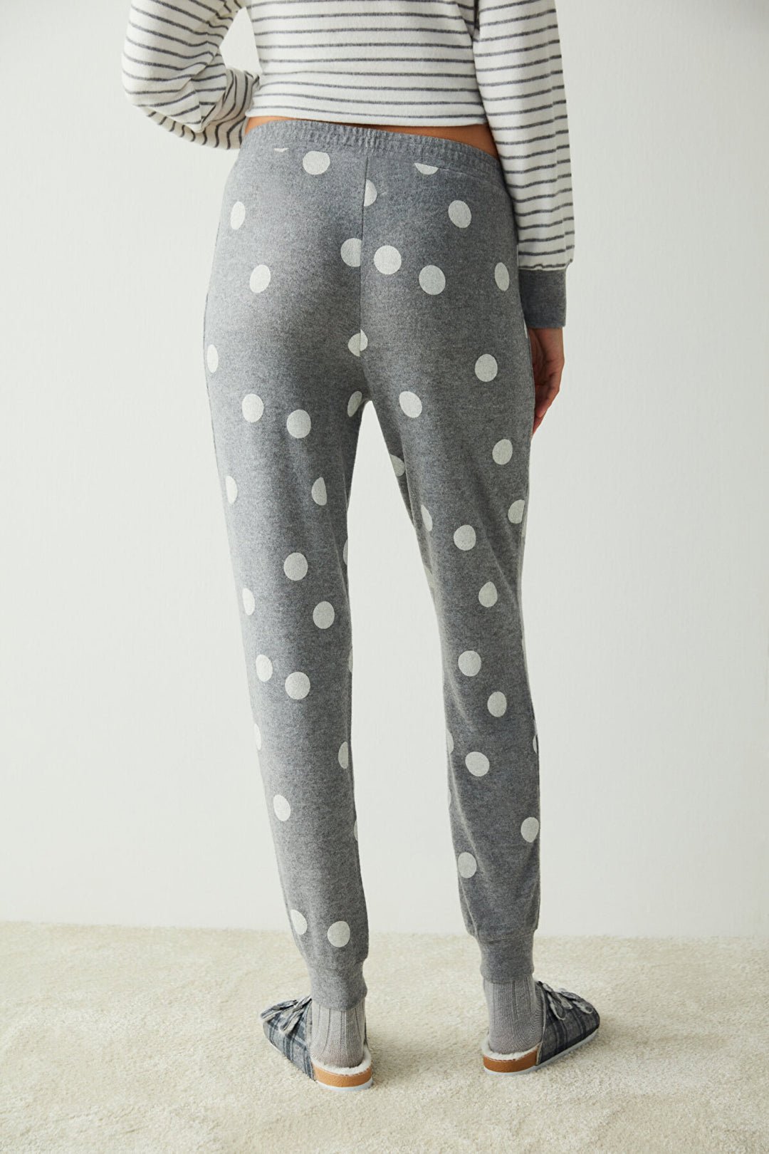 Grey Beanies Dotted Grey Cuff Thermal Pants
