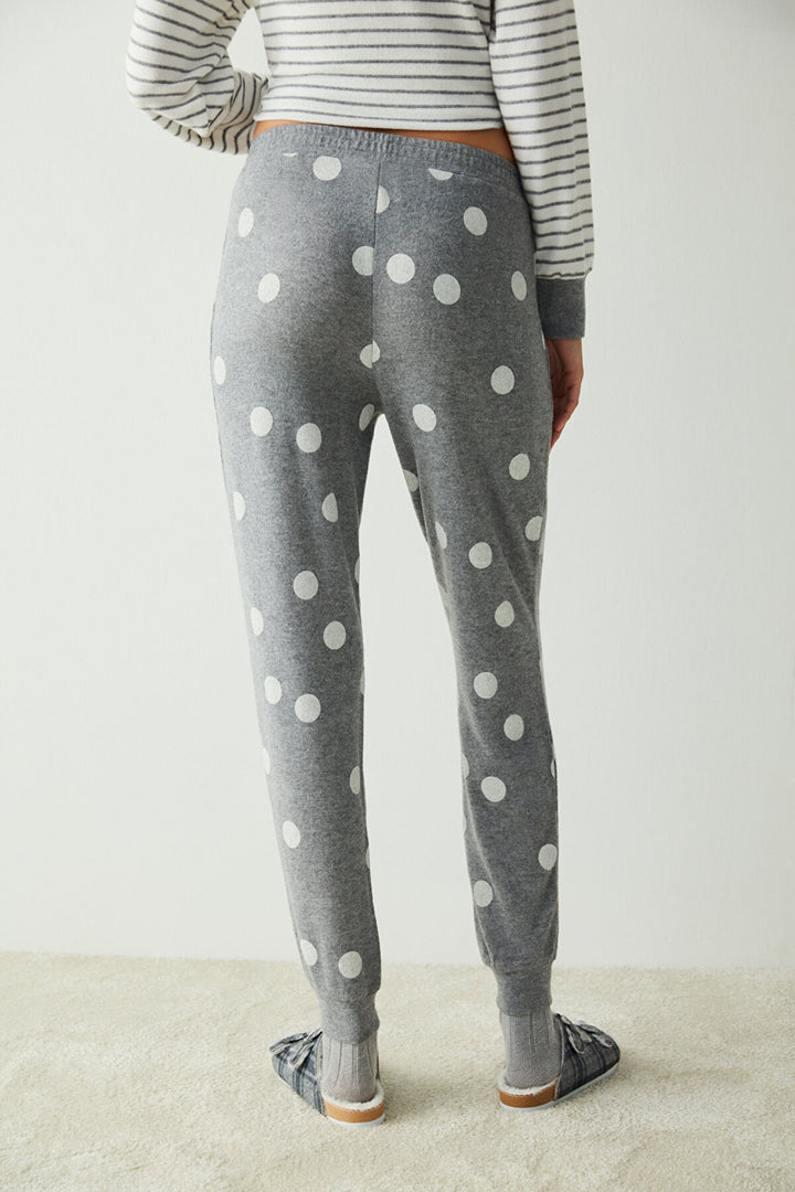 Grey Beanies Dotted Grey Cuff Thermal Pants