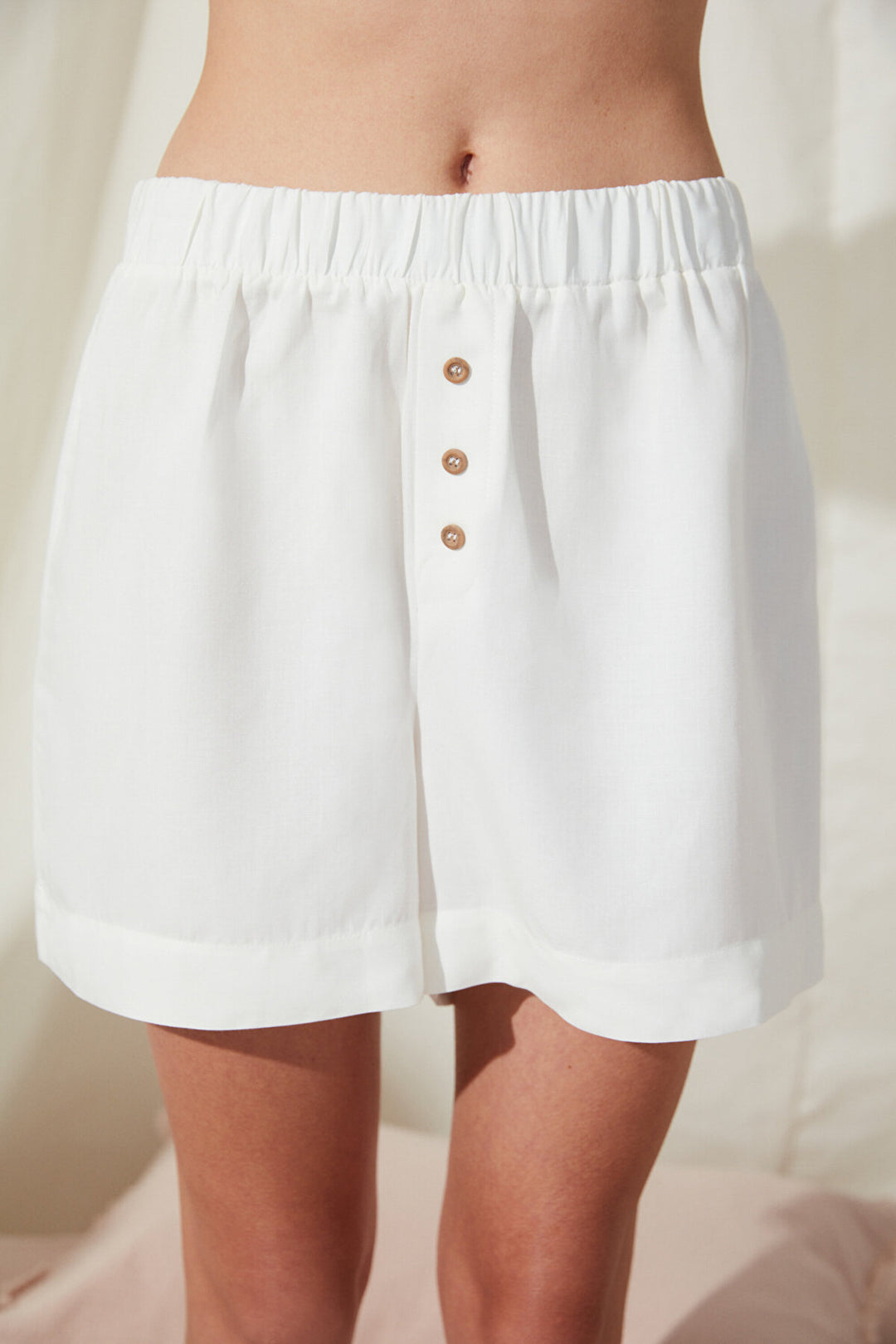 Brea Solid Linen Shorts Pj Bottom