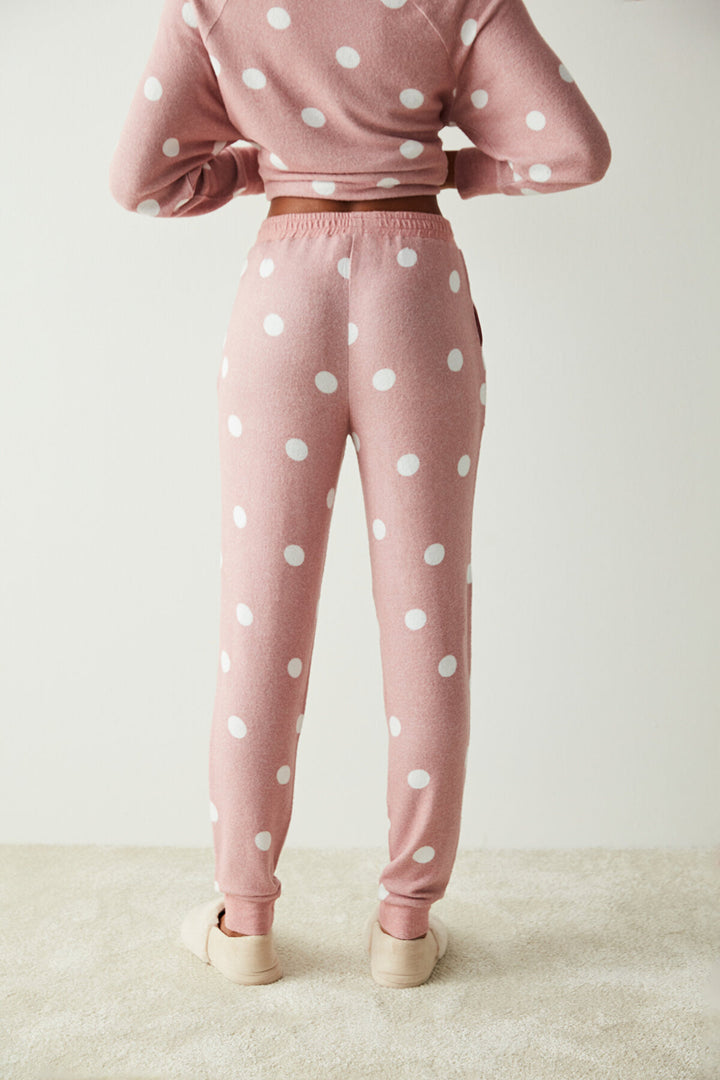 Orange Beanies Dotted Pink Cuff Thermal Pants