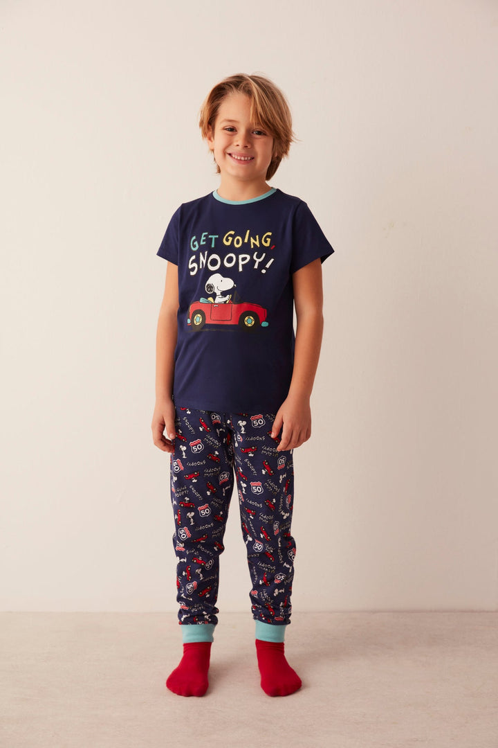 Navy Snoopy With Car 2In1 Pj Set