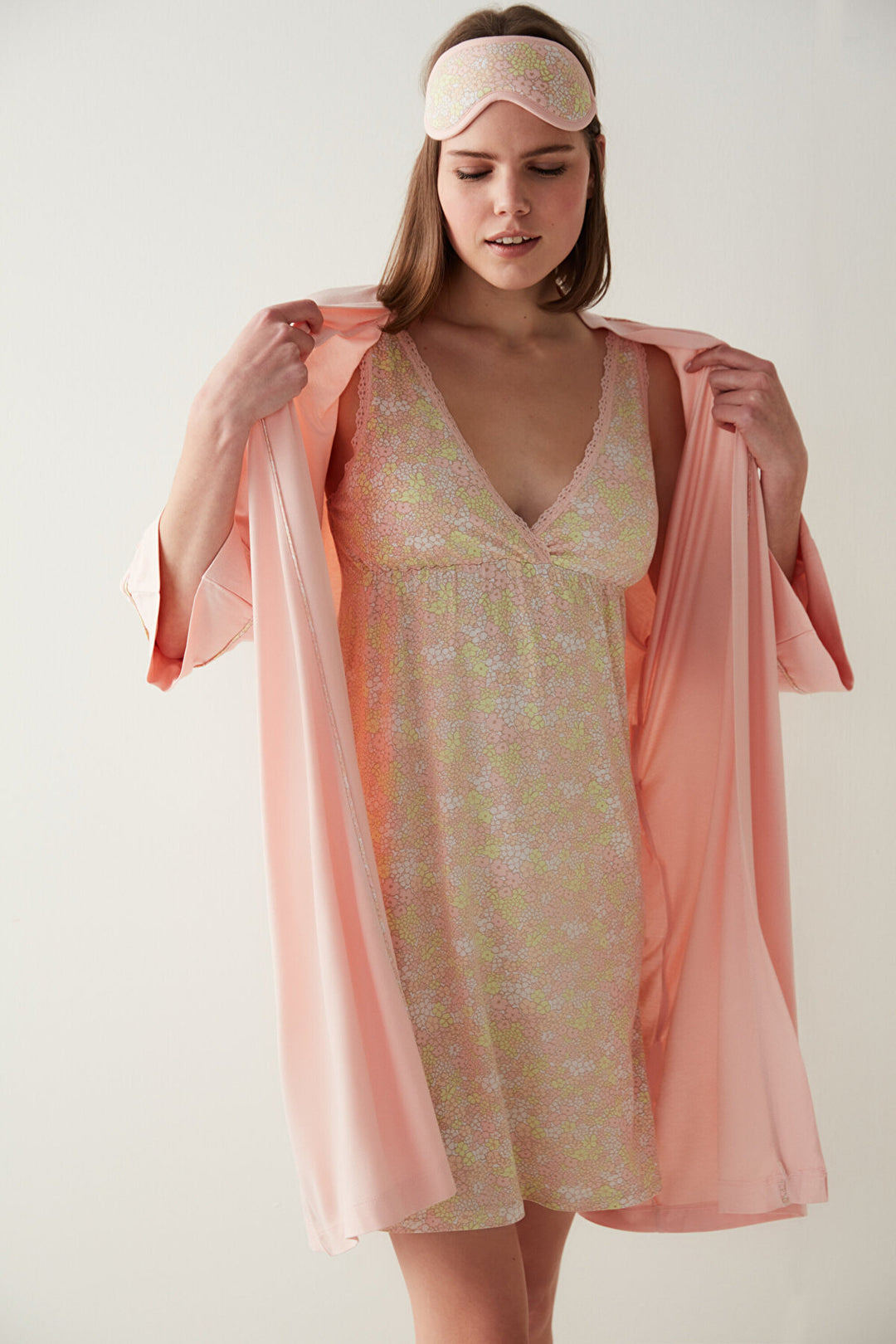 Pink Chloe Solid Dressing Gown