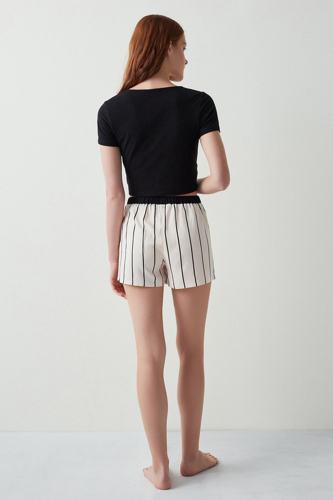 Ecru Noir Stripes Short