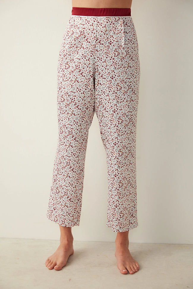 White Daphne Satin Pants Pj Bottom Hover Image