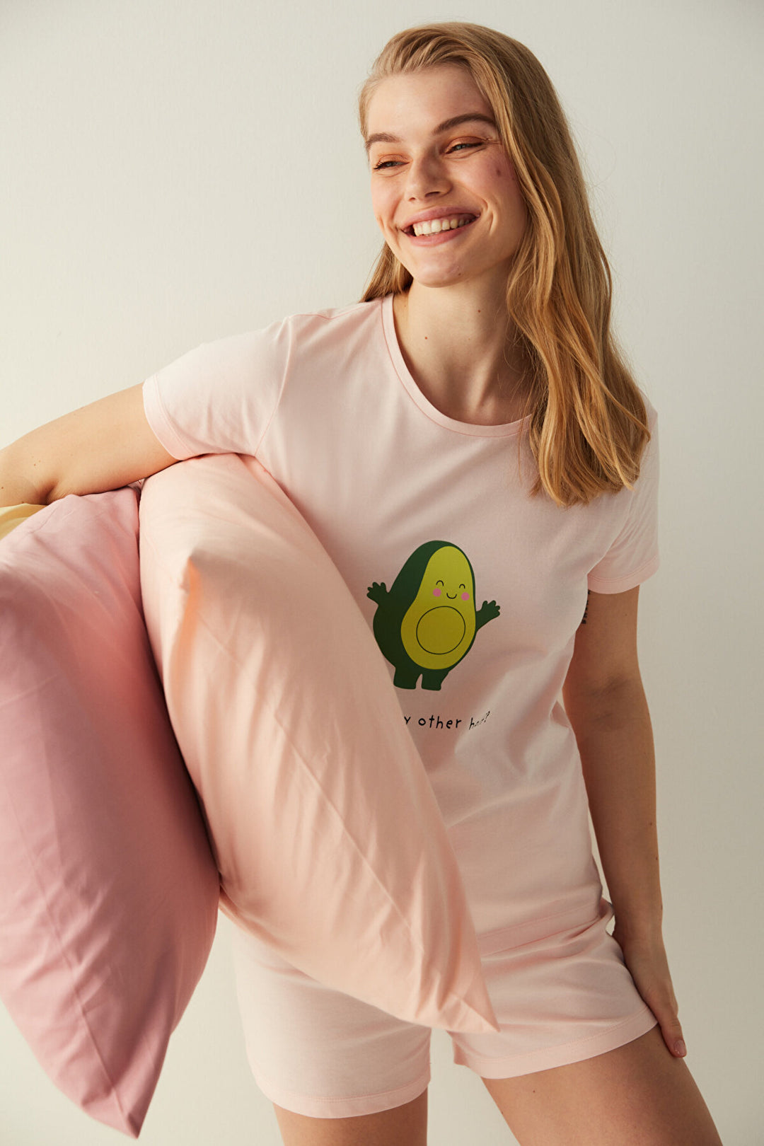 Pink Avocado Tshirt Shorts Pj Set