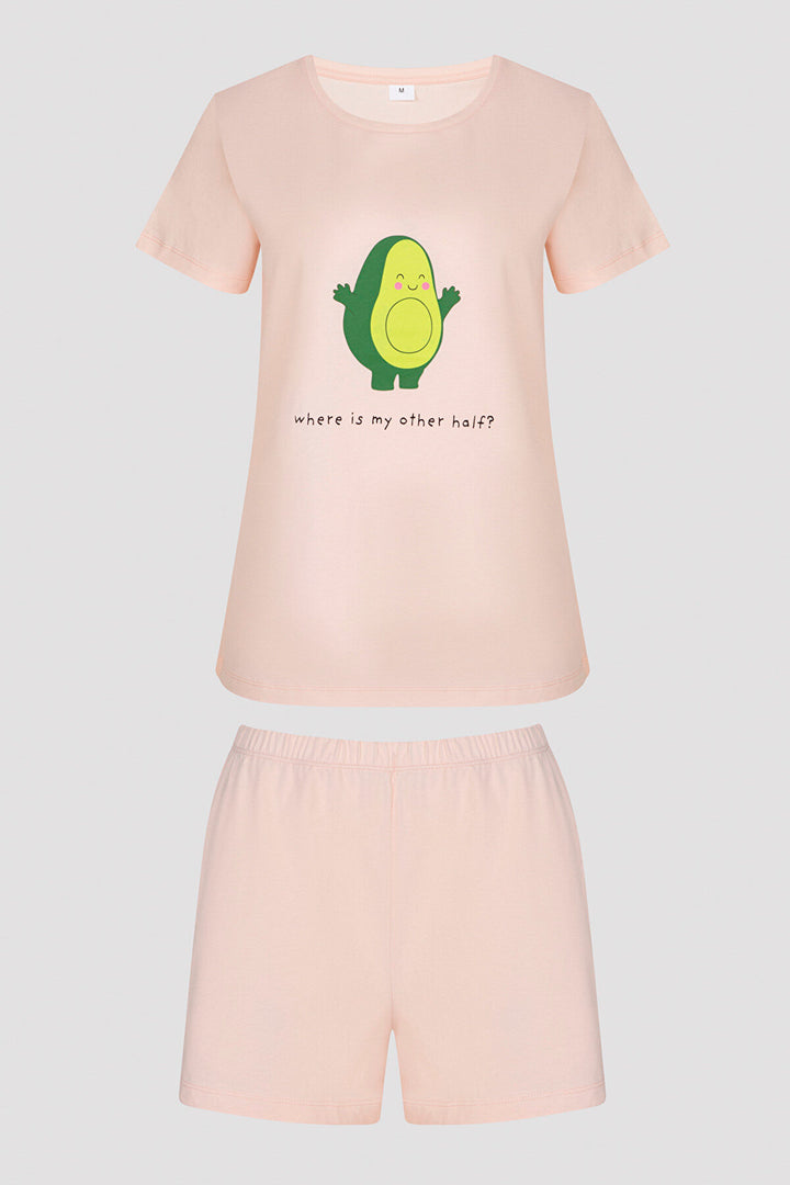 Pink Avocado Tshirt Shorts Pj Set