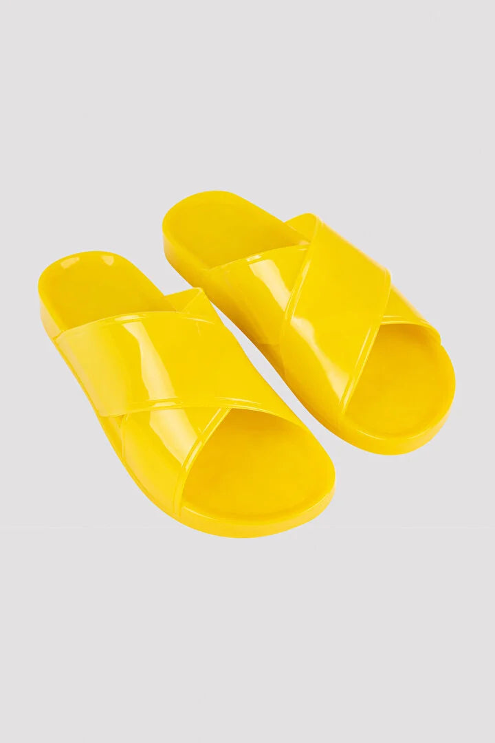 Ye Yellow Cross Jelly Slipper