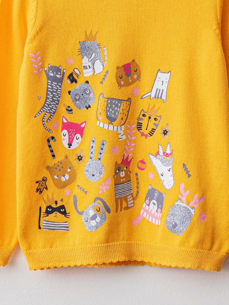 Yellow Colored Jumper For Kids Girls