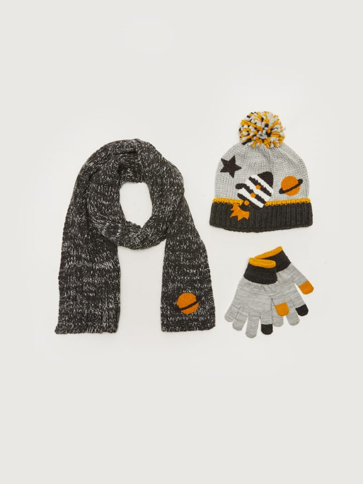 Grey Melange Colored Accessories For Kids Boys