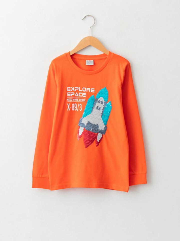 Bright Orange Colored Sweatshirt For Kids Boys