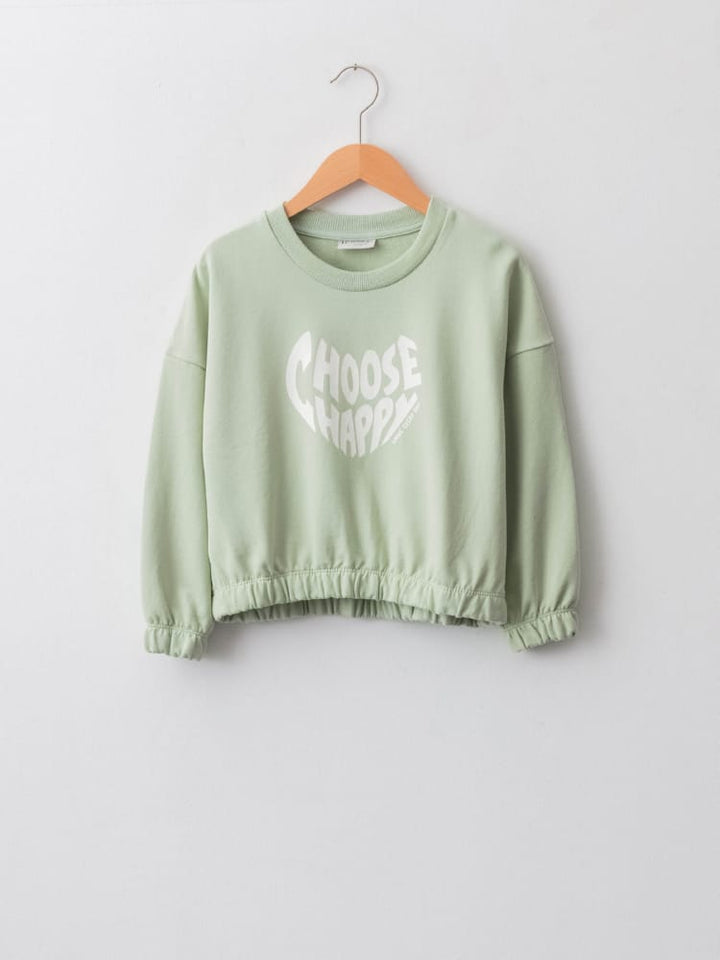 Light Green Colored Sweatshirt For Kids Girls