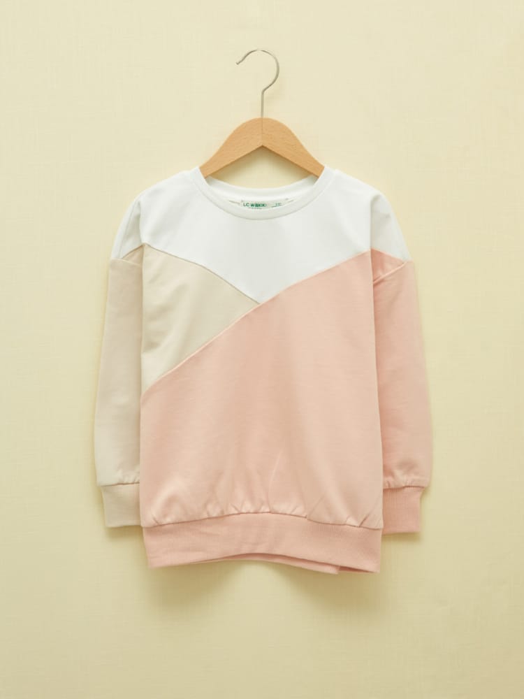 Ecru Colored Sweatshirt For Kids Girls