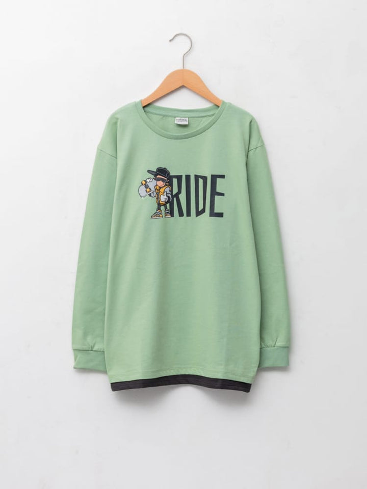 Light Green Colored Sweatshirt For Kids Boys