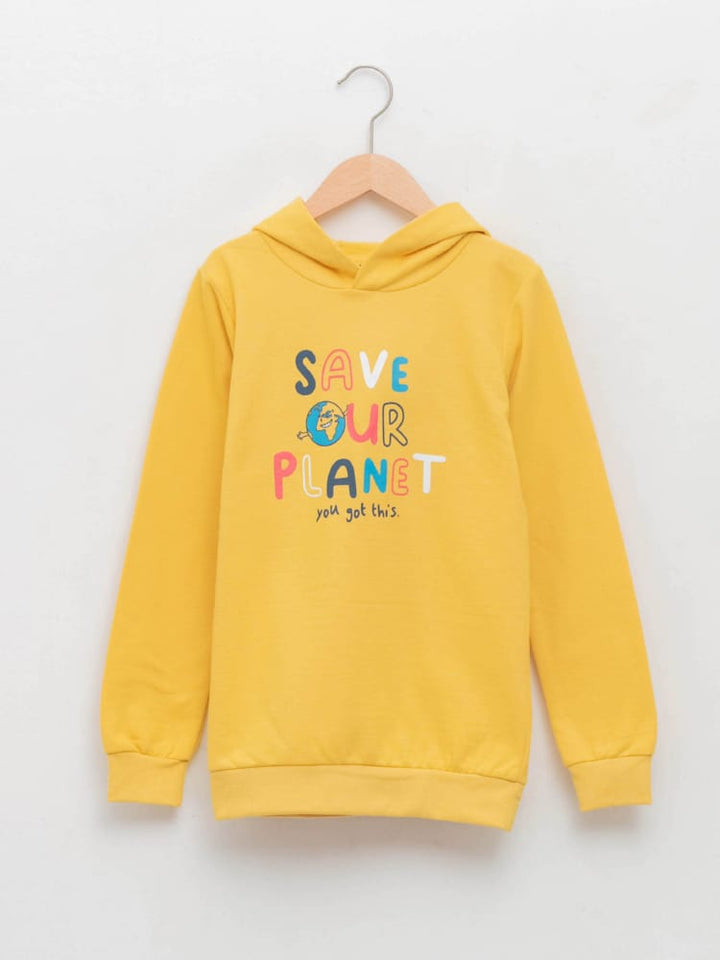 Dull Yellow Colored Sweatshirt For Kids Boys