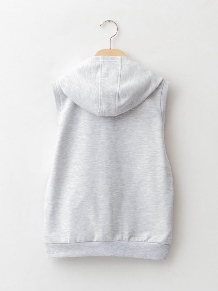 Light Grey Melange Colored Vest For Kids Boys