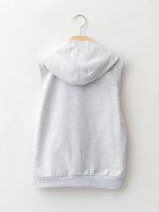 Light Grey Melange Colored Vest For Kids Boys