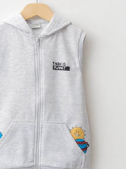 Light Grey Melange Colored Vest For Kids Boys