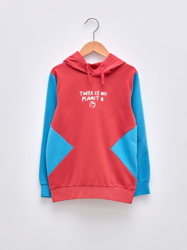 Dull Red Colored Sweatshirt For Kids Boys