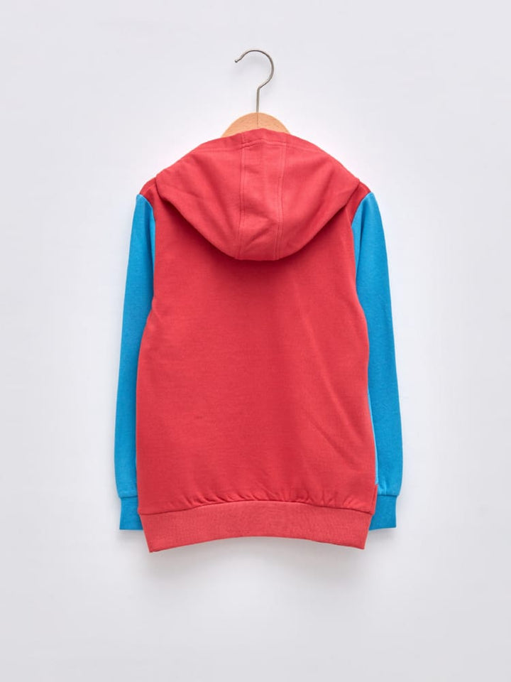 Dull Red Colored Sweatshirt For Kids Boys