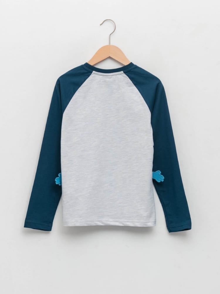 Light Grey Melange Colored T-Shirt For Kids Boys