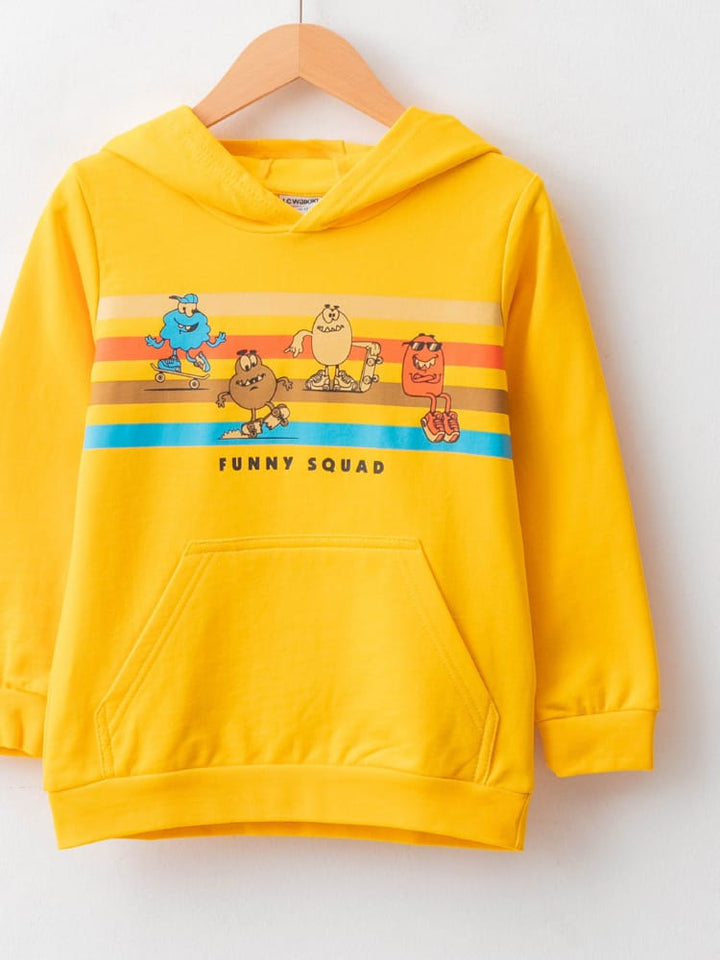 Mid Yellow Colored Sweatshirt For Kids Boys