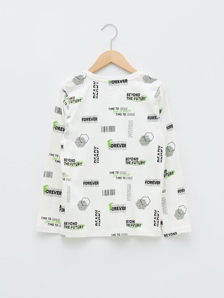 Ecru Colored T-Shirt For Kids Boys