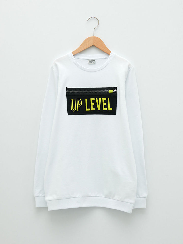 Brilliant White Colored Sweatshirt For Kids Boys