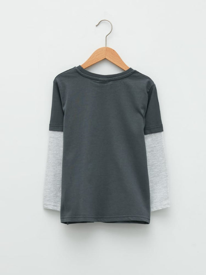 Dark Grey Colored T-Shirt For Kids Boys