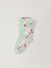 Aqua Blue Colored Socks For Kids Girls