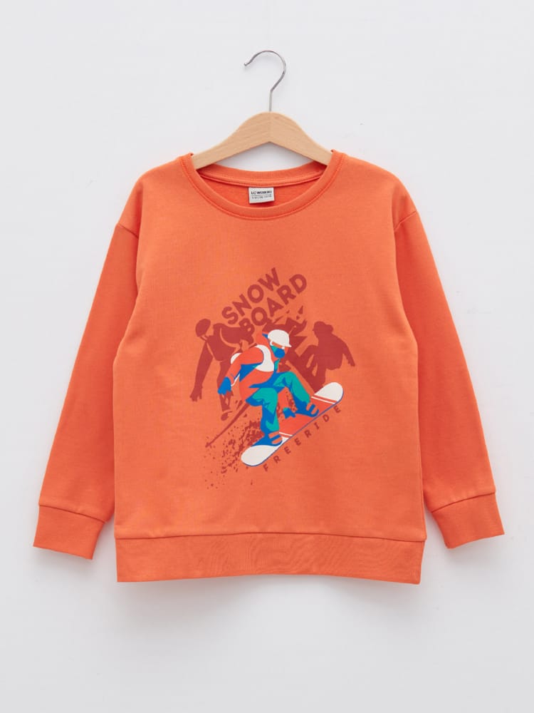 Orange Colored Sweatshirt For Kids Boys
