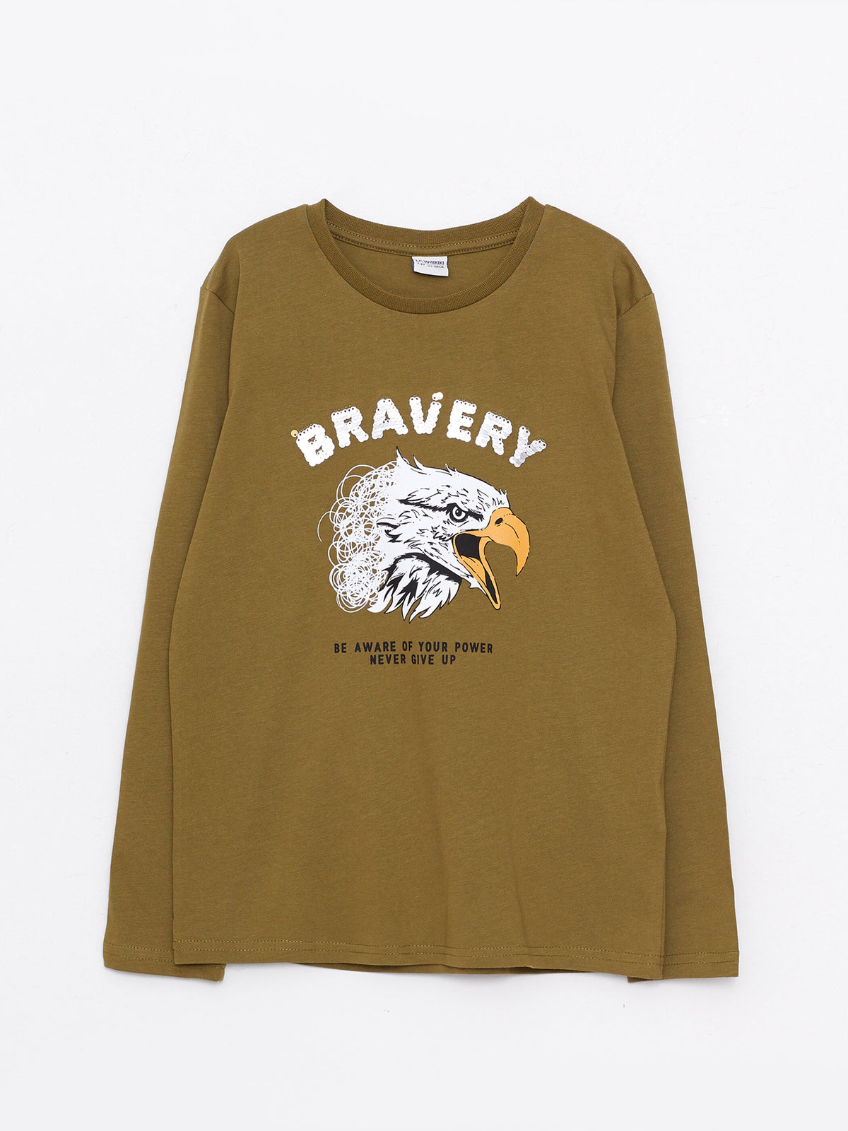 Crew Neck Printed Long Sleeve Cotton Boy T-Shirt