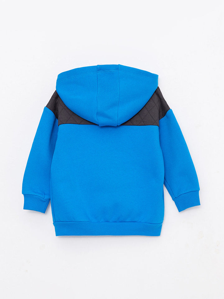 Hooded Long Sleeve Color Block Baby Boy Zipper Sweatshirt