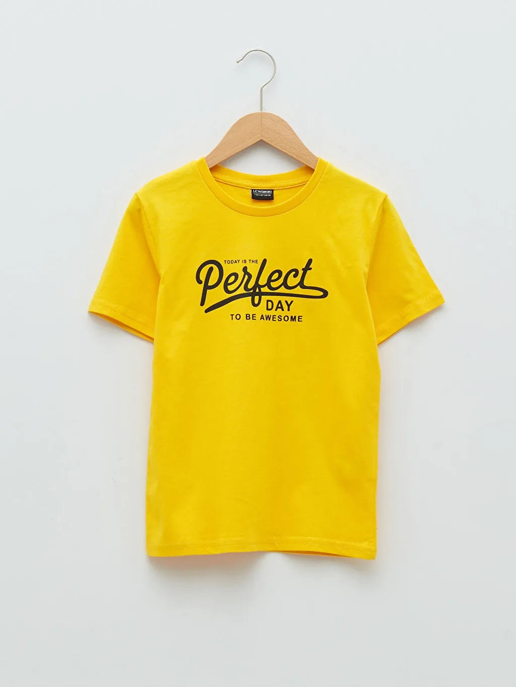 Crew Neck Printed Short Sleeve Boy T-Shirt Mid Yellow